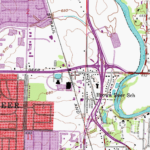 Topographic Map of North Shore Fire Department Station 1 Headquarters, WI