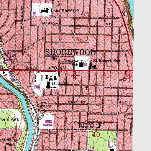 Topographic Map of North Shore Fire and Rescue - Station 83, WI