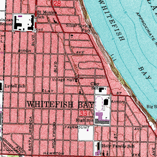 Topographic Map of North Shore Fire Department Station 4 Whitefish Bay, WI