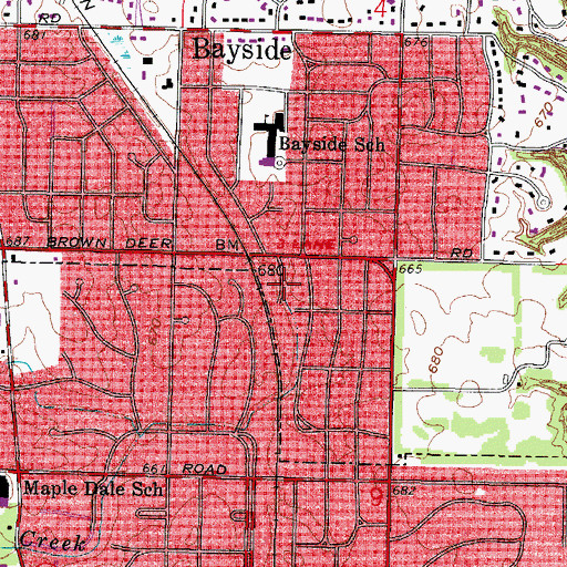 Topographic Map of North Shore Fire Department Station 85, WI