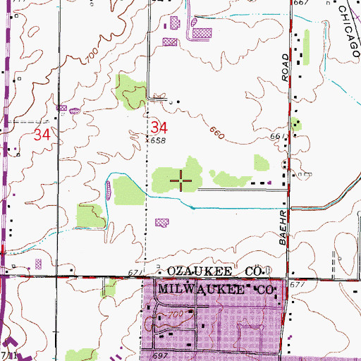 Topographic Map of Lilly Lane Nature Preserve, WI