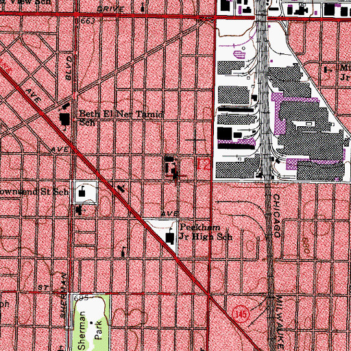 Topographic Map of Frederick Douglass Elementary School (historical), WI
