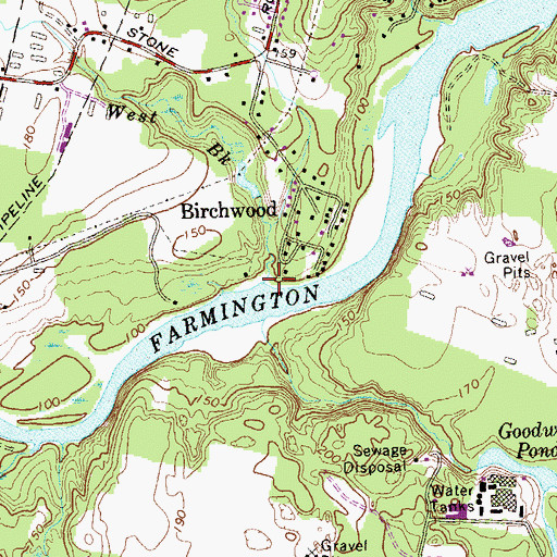 Topographic Map of West Brook, CT