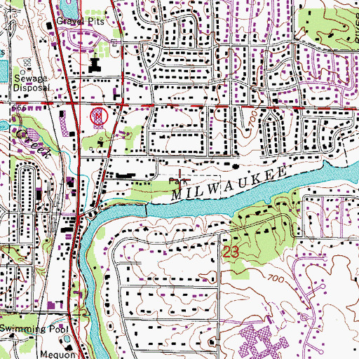 Topographic Map of Thiensville Village Park, WI