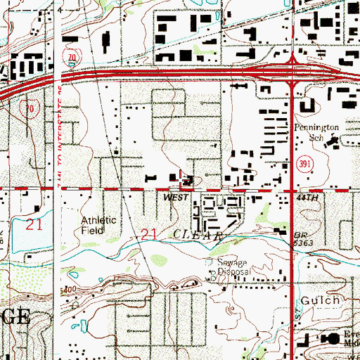 Topographic Map of Clear Creek Church, CO
