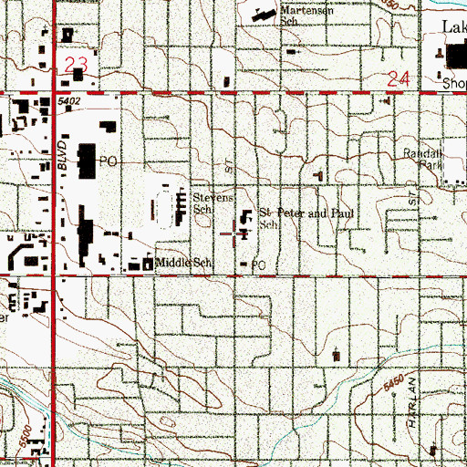 Topographic Map of Saints Peter and Paul Catholic Church, CO