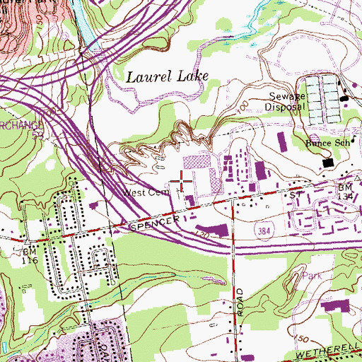 Topographic Map of West Cemetery, CT