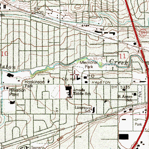 Topographic Map of Arvada City Hall, CO