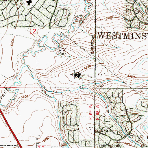 Topographic Map of City Park Recreation Center, CO