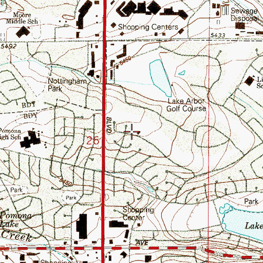 Topographic Map of Lake Arbor Recreation Center, CO