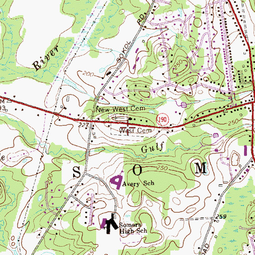 Topographic Map of West Cemetery, CT