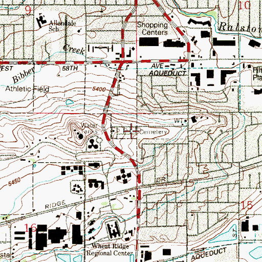 Topographic Map of Arvada Cemetery, CO