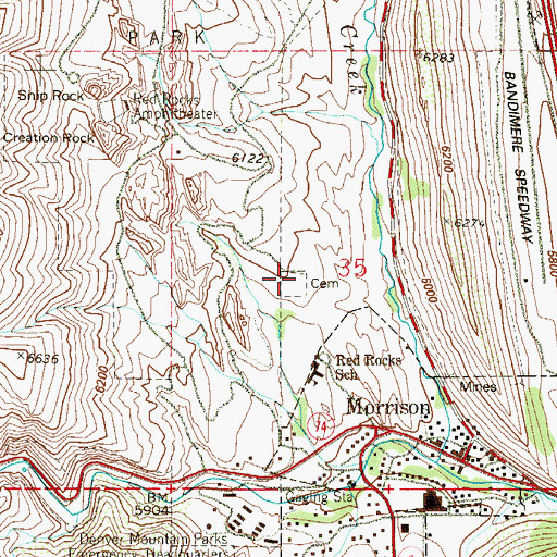 Topographic Map of Morrison Cemetery, CO