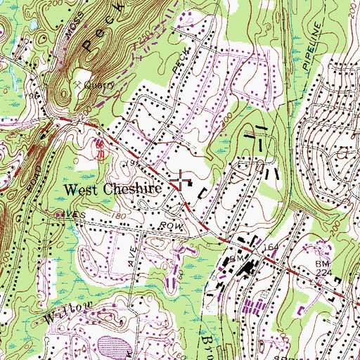 Topographic Map of West Cheshire, CT