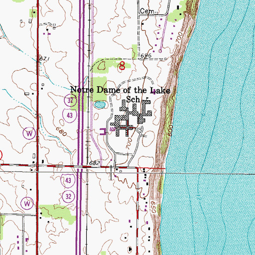 Topographic Map of Concordia University Wisconsin - Mequon Center, WI