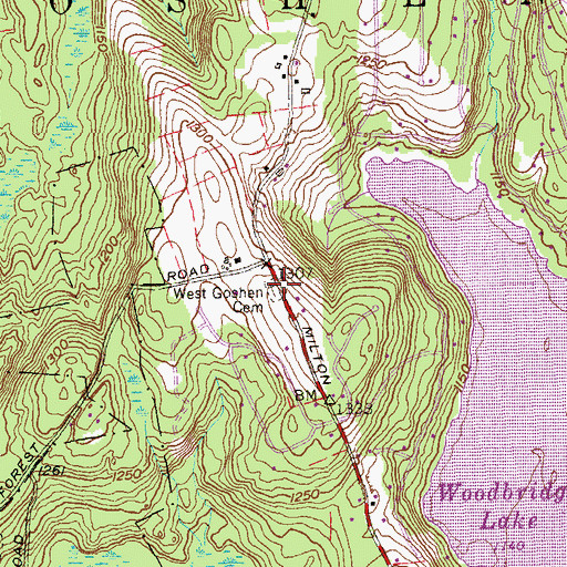 Topographic Map of West Goshen Cemetery, CT