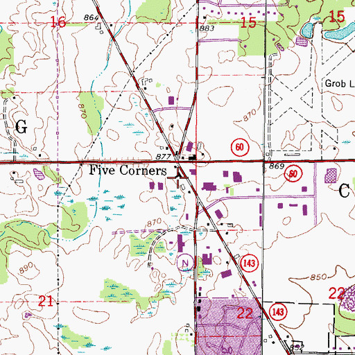 Topographic Map of Cedarburg Town Hall, WI