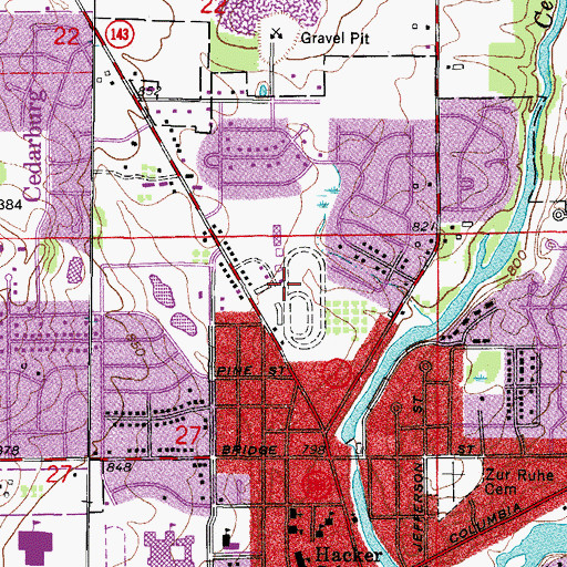 Topographic Map of Ozaukee County Fairgrounds, WI