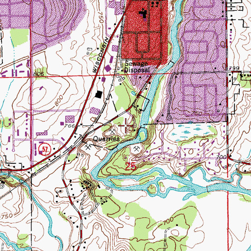 Topographic Map of Lime Kiln Park, WI