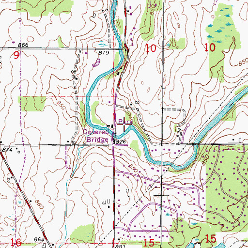 Topographic Map of Covered Bridge Park, WI