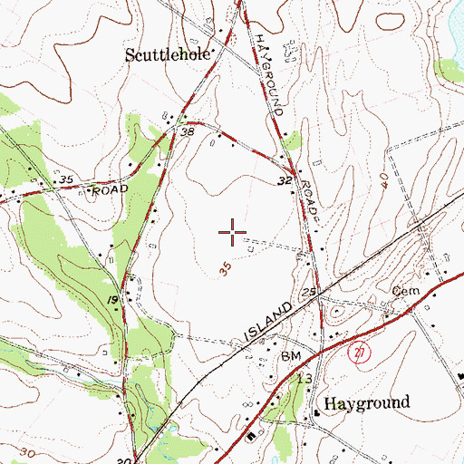 Topographic Map of Hampton Airport (historical), NY