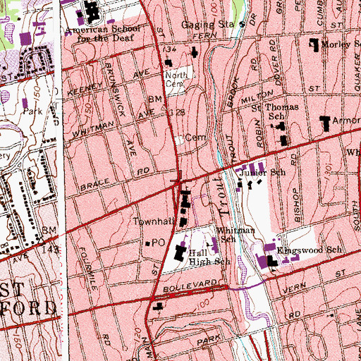 Topographic Map of West Hartford, CT