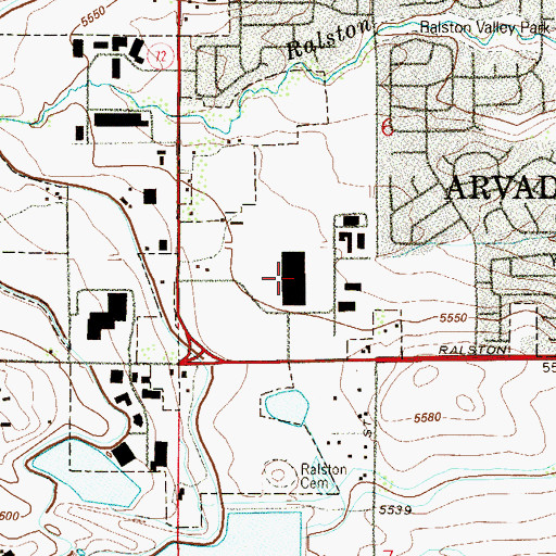 Topographic Map of Arvada West Town Center Shopping Center, CO