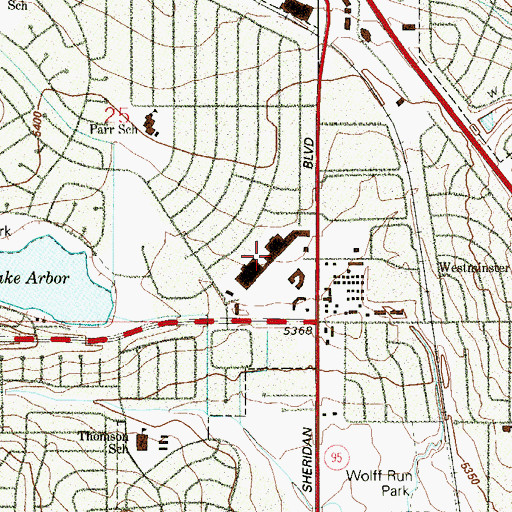 Topographic Map of Cub Arvada Shopping Center, CO