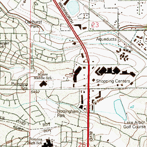 Topographic Map of Mission Commons Shopping Center, CO