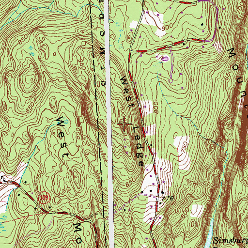 Topographic Map of West Ledge, CT