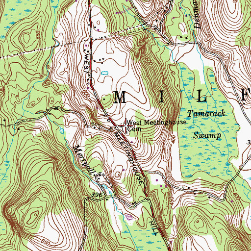 Topographic Map of West Meetinghouse Cemetery, CT