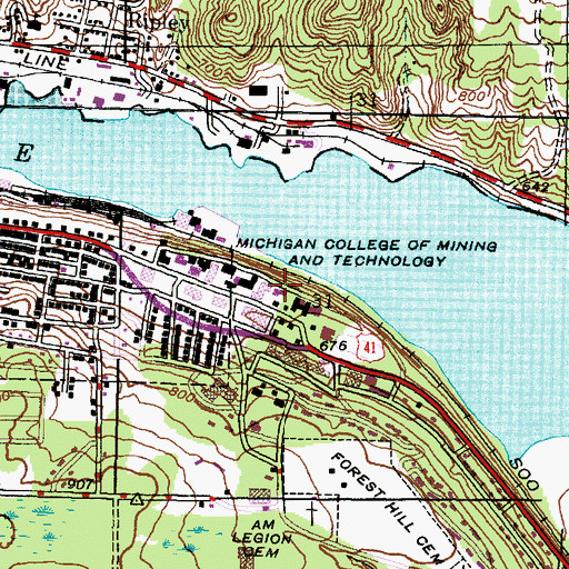 Topographic Map of Minerals and Materials Engineering Building, MI