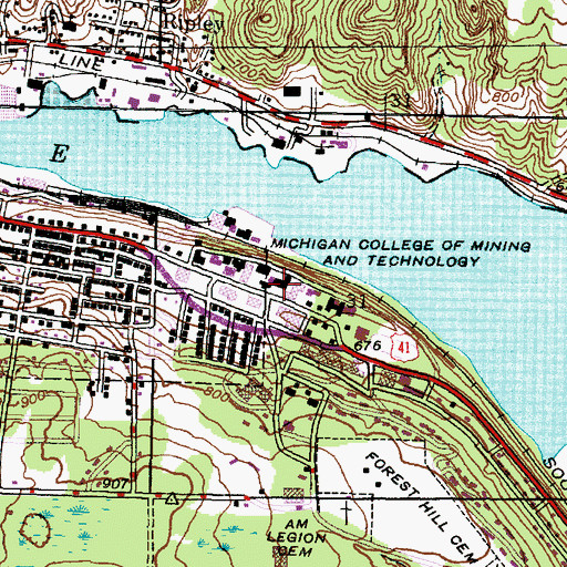 Topographic Map of Grover C Dillman Hall, MI