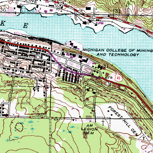 Topographic Map of U J Noblet Forest Building, MI