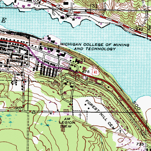 Topographic Map of Wadsworth Hall, MI