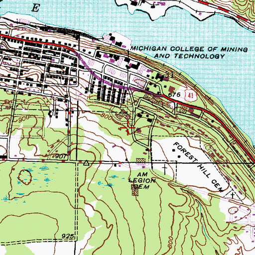 Topographic Map of Gates Tennis Center, MI