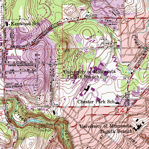 Topographic Map of Lake Superior Hall, MN