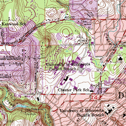 Topographic Map of Burntside Hall, MN