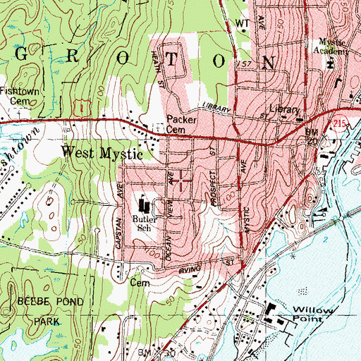 Topographic Map of West Mystic, CT