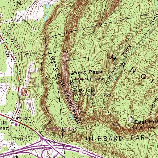 Topographic Map of West Peak, CT