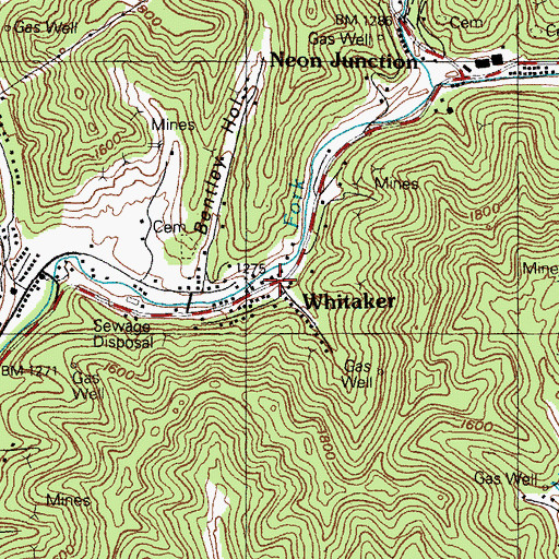 Topographic Map of Long Branch, KY