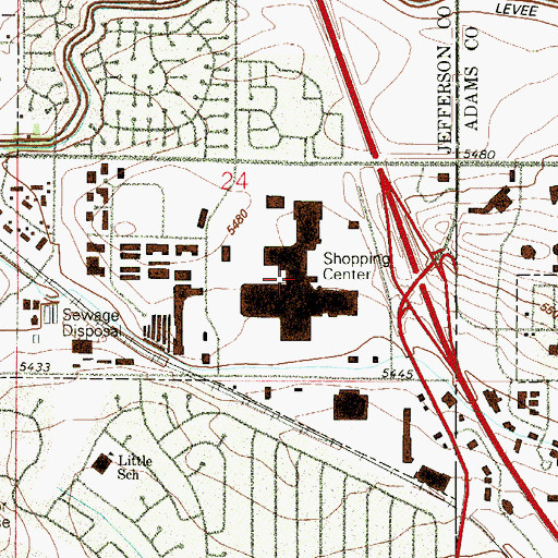 Topographic Map of Westminster Mall Shopping Center, CO