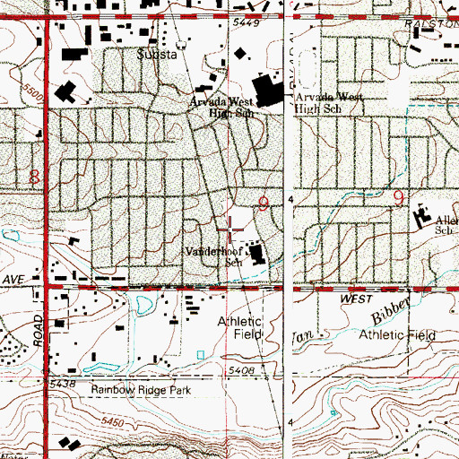 Topographic Map of Bridgeside Park, CO