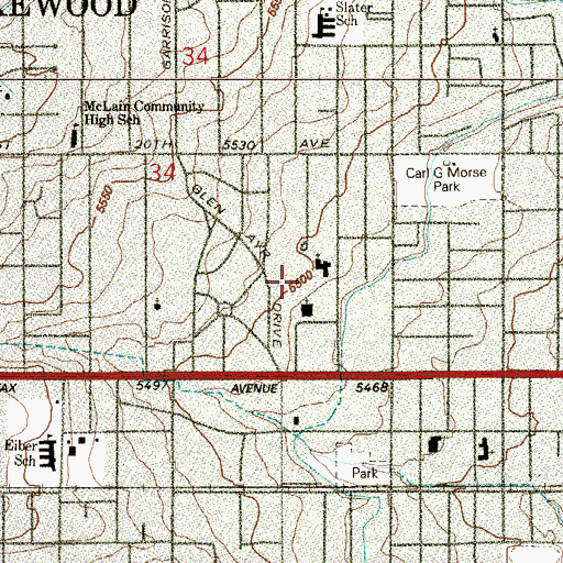 Topographic Map of Charles Whitlock Recreation Park, CO