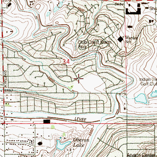 Topographic Map of Club Crest Park, CO