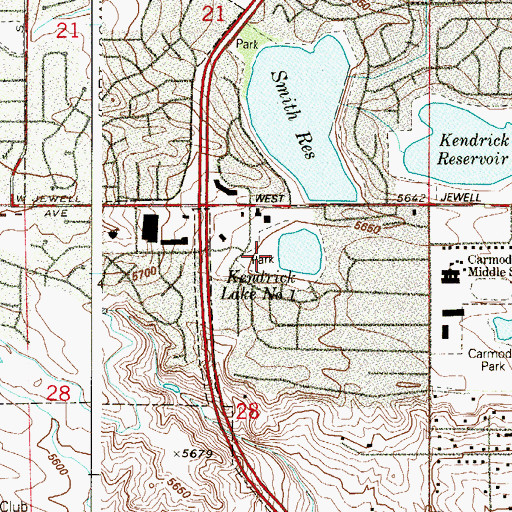 Topographic Map of Cottonwood Park, CO