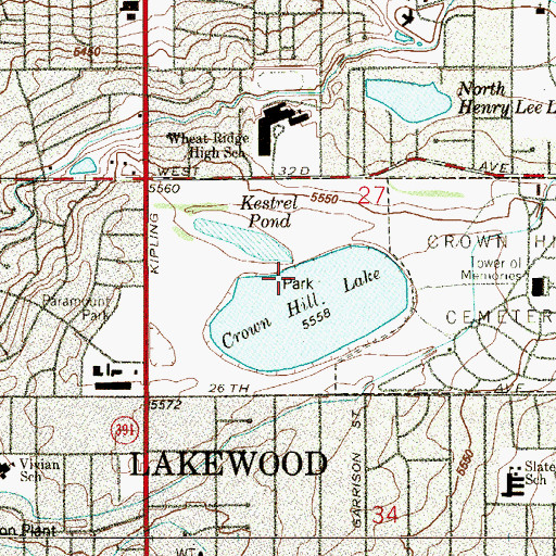 Topographic Map of Crown Hill Park, CO
