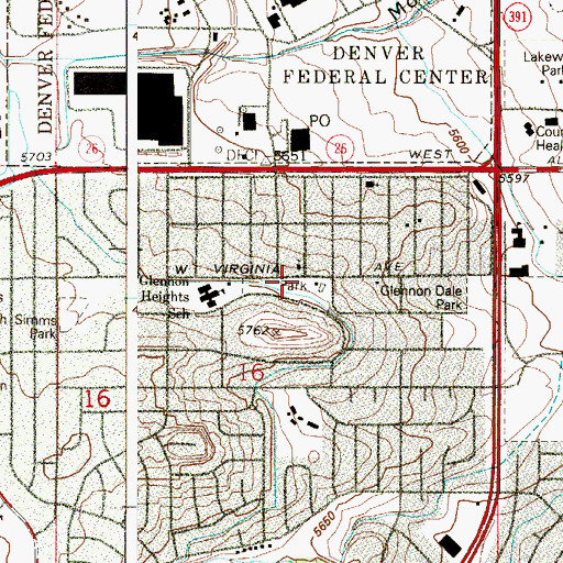 Topographic Map of Glennon Heights Park, CO