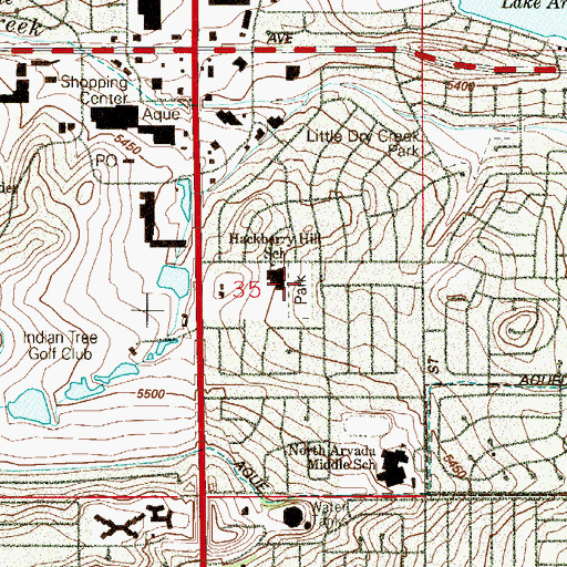 Topographic Map of Hackberry Park, CO