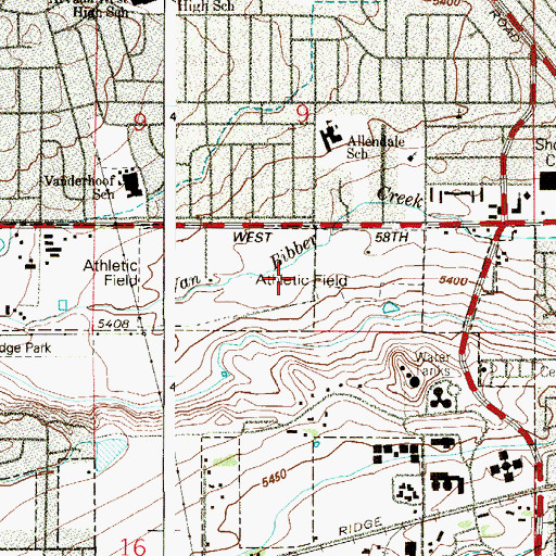 Topographic Map of Harold D Lutz Sports Complex, CO